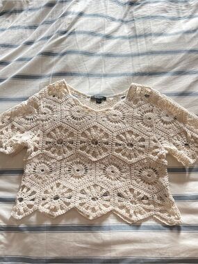 Eclipse Cream Crochet Crop Top